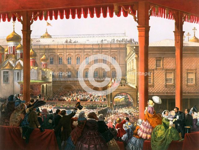 'Bow to the People', Coronation of Tsar Alexander II of Russia, Moscow, 1855 (1856). Artist: Anon