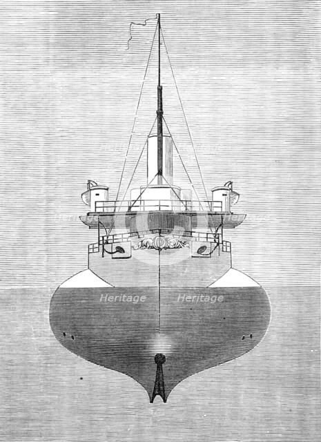 Bow view, showing hull below water-line, 1881. Creator: Unknown.