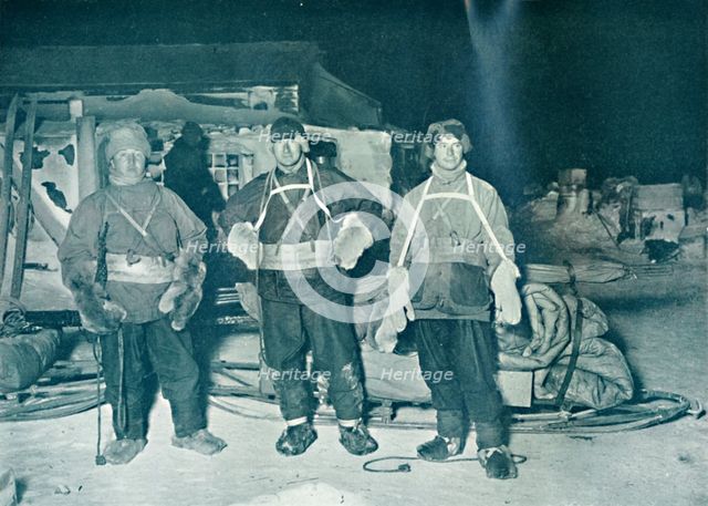 'Bowers, Wilson, and Cherry-Garrard About To Leave For Cafe Crozier', 27 June 1911, (1913). Artist: Herbert Ponting.