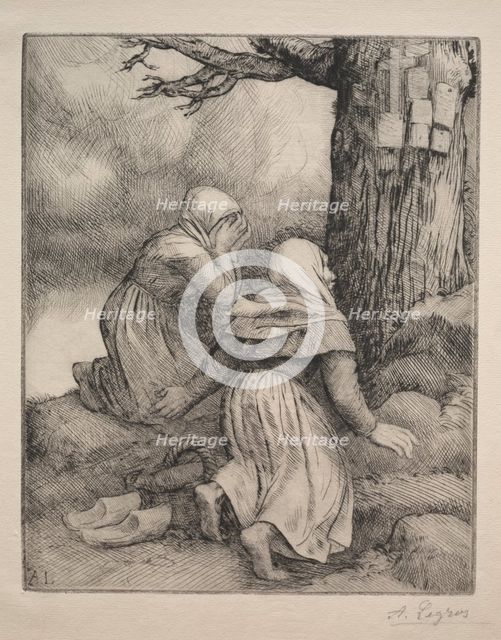 Bowing before the Tree (Larbre de salut). Creator: Alphonse Legros (French, 1837-1911).