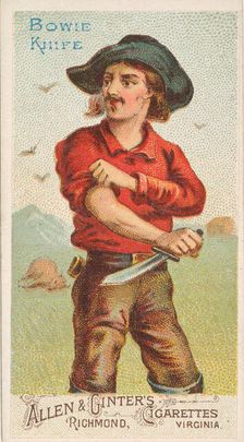 Bowie Knife, from the Arms of All Nations series (N3) for Allen & Ginter Cigarettes Brands, 1887. Creator: Allen & Ginter