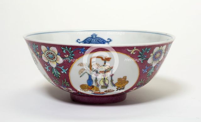 Bowl with Medallions of Archaistic and Auspicious Motifs, Qing dynasty, Daoquang reign (1821-1850). Creator: Unknown.