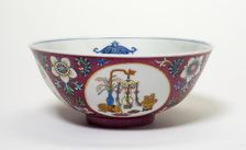 Bowl with Medallions of Archaistic and Auspicious Motifs, Qing dynasty, Daoquang reign (1821-1850). Creator: Unknown