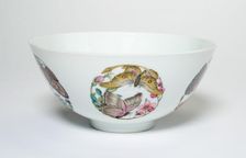 Bowl with Medallionsof Butterflies, Peonies, Chrysanthemums, Peaches..., Qing dynasty (1644-1911). Creator: Unknown