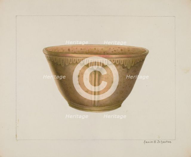 Bowl with Ornamented Rim, c. 1938. Creator: Annie B Johnston.