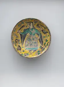 Bowl with a Figure and Birds, Iran, 10th century. Creator: Unknown