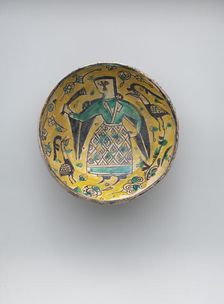 Bowl with a Figure and Birds, Iran, 10th century. Creator: Unknown