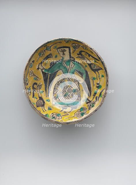 Bowl with a Figure and Birds, Iran, 10th century. Creator: Unknown.