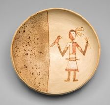 Bowl with a Figure Holding a Macaw, 1400/1625. Creator: Unknown