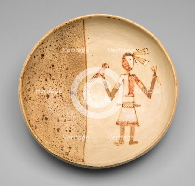 Bowl with a Figure Holding a Macaw, 1400/1625. Creator: Unknown.