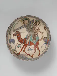 Bowl with Bahram Gur and Azada, Iran, late 12th-early 13th century. Creator: Unknown