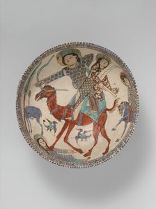 Bowl with Bahram Gur and Azada, Iran, late 12th-early 13th century. Creator: Unknown