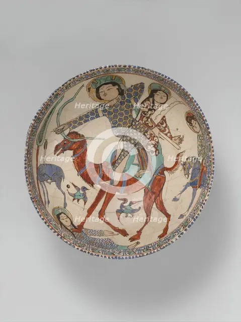 Bowl with Bahram Gur and Azada, Iran, late 12th-early 13th century. Creator: Unknown.