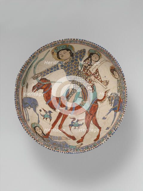 Bowl with Bahram Gur and Azada, Iran, late 12th-early 13th century. Creator: Unknown.
