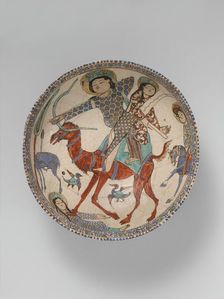 Bowl with Bahram Gur and Azada, Iran, late 12th-early 13th century. Creator: Unknown
