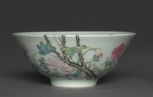 Bowl with Bamboo, Tree Peony, and Swallow, 1723-1735. Creator: Unknown