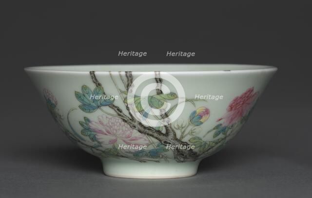 Bowl with Bamboo, Tree Peony, and Swallow, 1723-1735. Creator: Unknown.