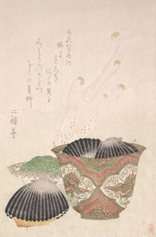 Bowl with Black Shells and Udo Plant, 18th-19th century. Creator: Unknown