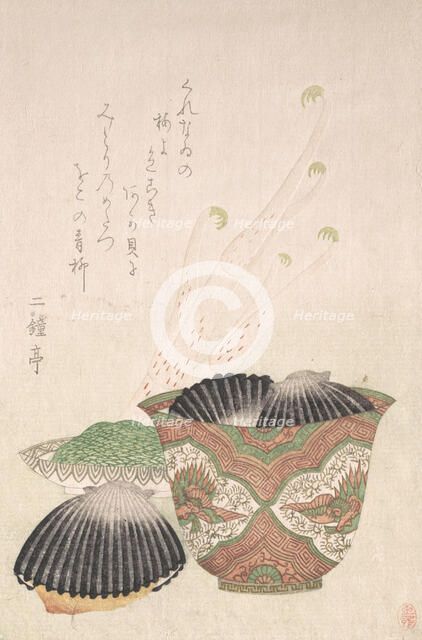 Bowl with Black Shells and Udo Plant, 18th-19th century. Creator: Unknown.