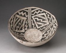 Bowl with Bold Black-on-White Diamond and Zizgag Motifs, A.D. 950/1400. Creator: Unknown