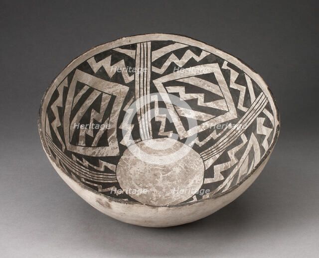 Bowl with Bold Black-on-White Diamond and Zizgag Motifs, A.D. 950/1400. Creator: Unknown.
