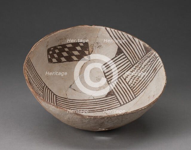 Bowl with Bold, Irregular Geometric Bands of Stripes, Zigzag, and Checkerboard Motifs, A.D. 850/950. Creator: Unknown.