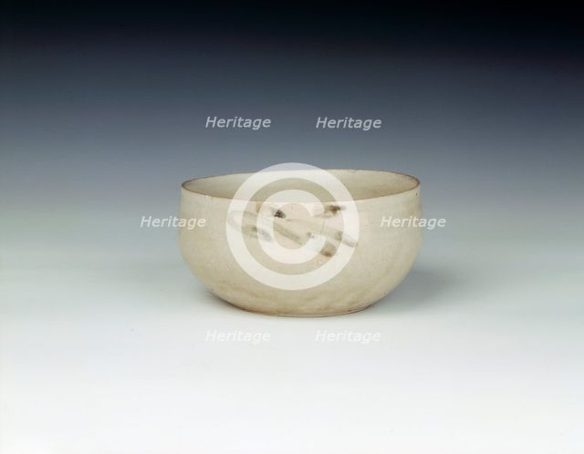 Bowl with cursive underglaze iron brown decoration, Chu Dau kiln, Vietnam, 14th century. Artist: Unknown