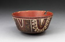 Bowl with Concentric Half-Circle Motifs Descending from Rim, 180 B.C./A.D. 500. Creator: Unknown