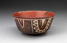 Bowl with Concentric Half-Circle Motifs Descending from Rim, 180 B.C./A.D. 500. Creator: Unknown