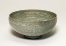 Bowl with Cranes and Chrysanthemum Flower Heads, Korea, Goryeo dynasty, late 14th century. Creator: Unknown