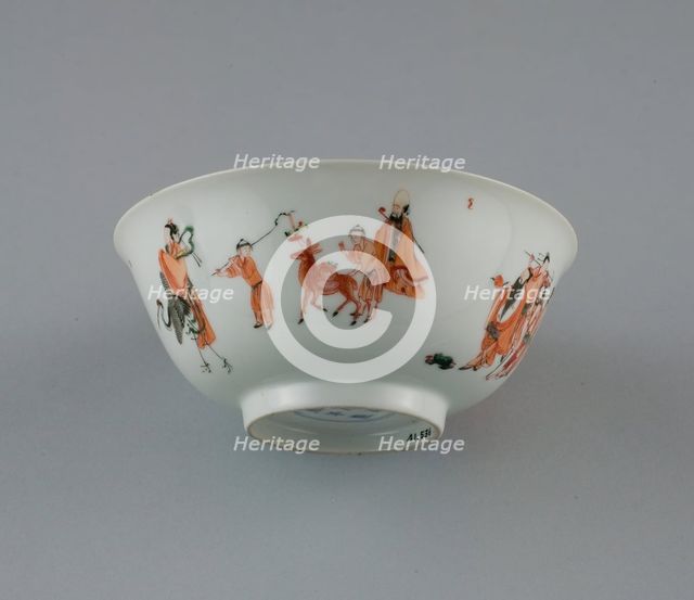 Bowl with Daoist Immortals, Qing dynasty (1644-1911), Qianlong reign mark and period (1736-1795). Creator: Unknown.