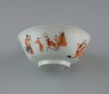 Bowl with Daoist Immortals, Qing dynasty (1644-1911), Qianlong reign mark and period (1736-1795). Creator: Unknown