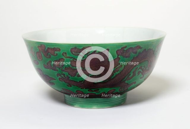 Bowl with Dragons, Qing dynasty (1644-1911), Kangxi reign mark and period (1662-1722). Creator: Unknown.