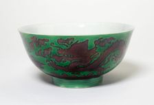 Bowl with Dragons, Qing dynasty (1644-1911), Kangxi reign mark and period (1662-1722). Creator: Unknown