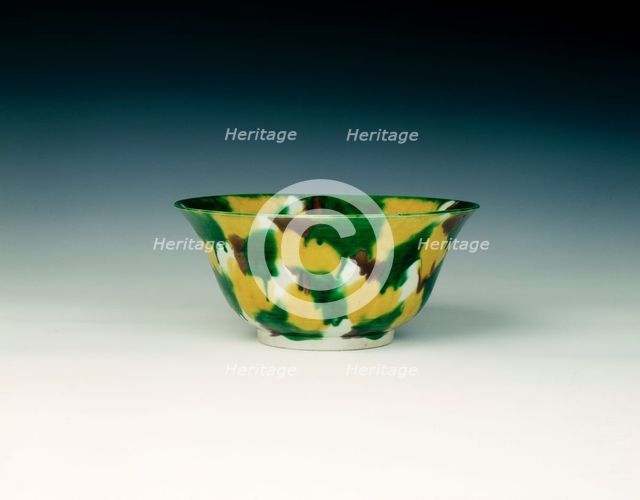 Bowl with 'egg and spinach' glaze, Transitional period, China, 17th century. Creator: Unknown.