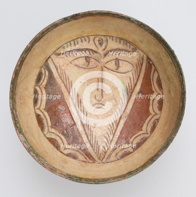 Bowl with Face, Byzantine, 10th-13th century. Creator: Unknown.