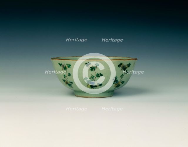 Bowl with famille verte floral sprays, Qing dynasty, China, c1700. Creator: Unknown.