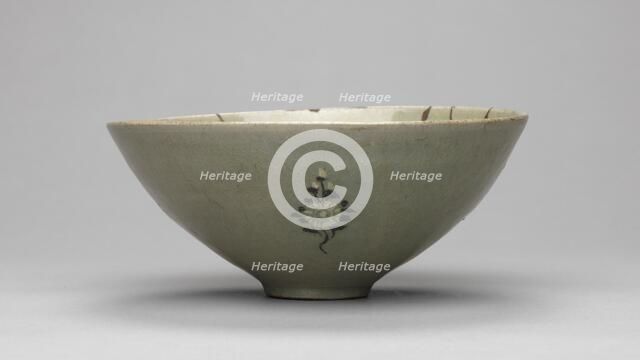 Bowl with Fish and Waves in Relief, 1200s. Creator: Unknown.