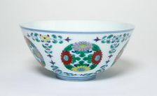 Bowl with Floral Medallions and Stems, Qing dynasty (1644-1911), Yongzheng reign (1723-1735). Creator: Unknown