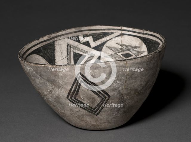 Bowl with Geometeric Design, Warped (Three-part Design), c 1000- 1150. Creator: Unknown.