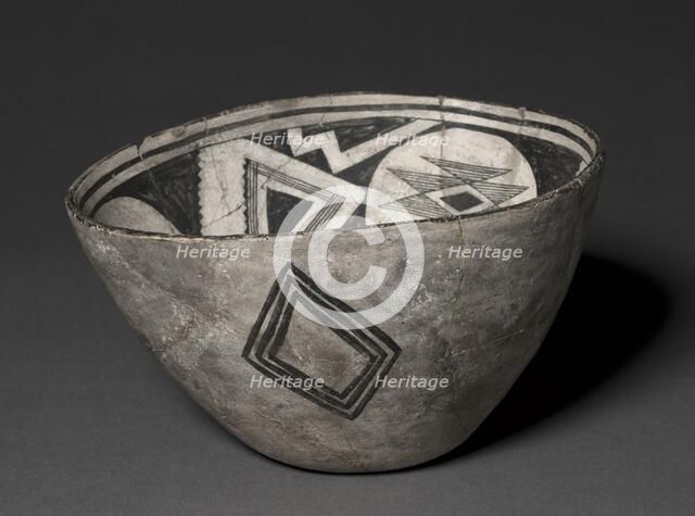 Bowl with Geometeric Design, Warped (Three-part Design), c 1000- 1150. Creator: Unknown.