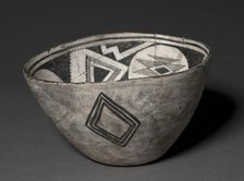 Bowl with Geometeric Design, Warped (Three-part Design), c 1000- 1150. Creator: Unknown