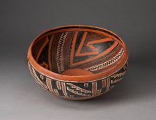 Bowl with Geometric Black-and-White Motifs on Interior and Exterior Survace, A.D. 1300/1400. Creator: Unknown