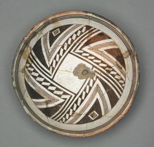 Bowl with Geometric Design (Two- part Design), c. 1000-1150. Creator: Unknown