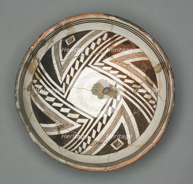 Bowl with Geometric Design (Two- part Design), c. 1000-1150. Creator: Unknown.