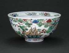 Bowl with God of Longevity (Shoulao) and Eight Daoist Immortals, Ming dynasty, (1572-1620). Creator: Unknown
