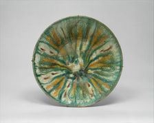Bowl with Green, Yellow, and Brown Splashed Decoration, Iran, 10th century. Creator: Unknown