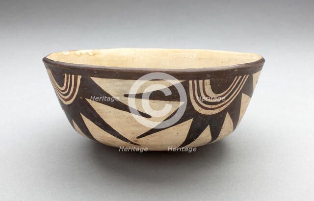 Bowl with Half-Circle with Projections Motifs Descending from Rim, 180 B.C./A.D. 500. Creator: Unknown.