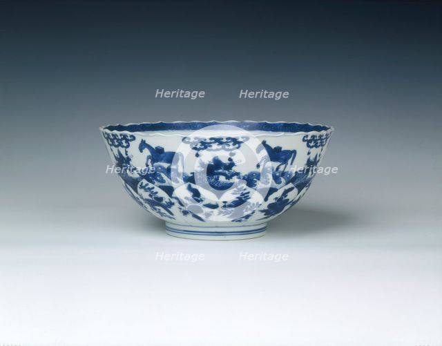 Bowl with horses carrying books, Qing dynasty, Kangxi period, China, 1662-1722. Creator: Unknown.