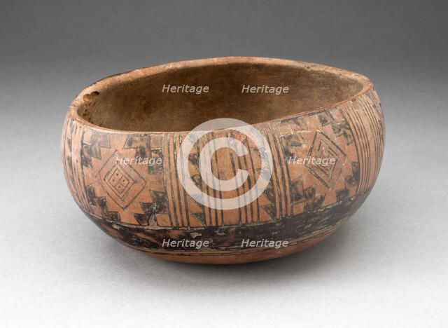 Bowl with Incised and Painted Textile-Like Motifs, A.D. 1400/1500. Creator: Unknown.